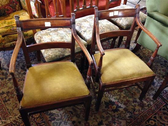 Pair Regency mahogany elbow chairs